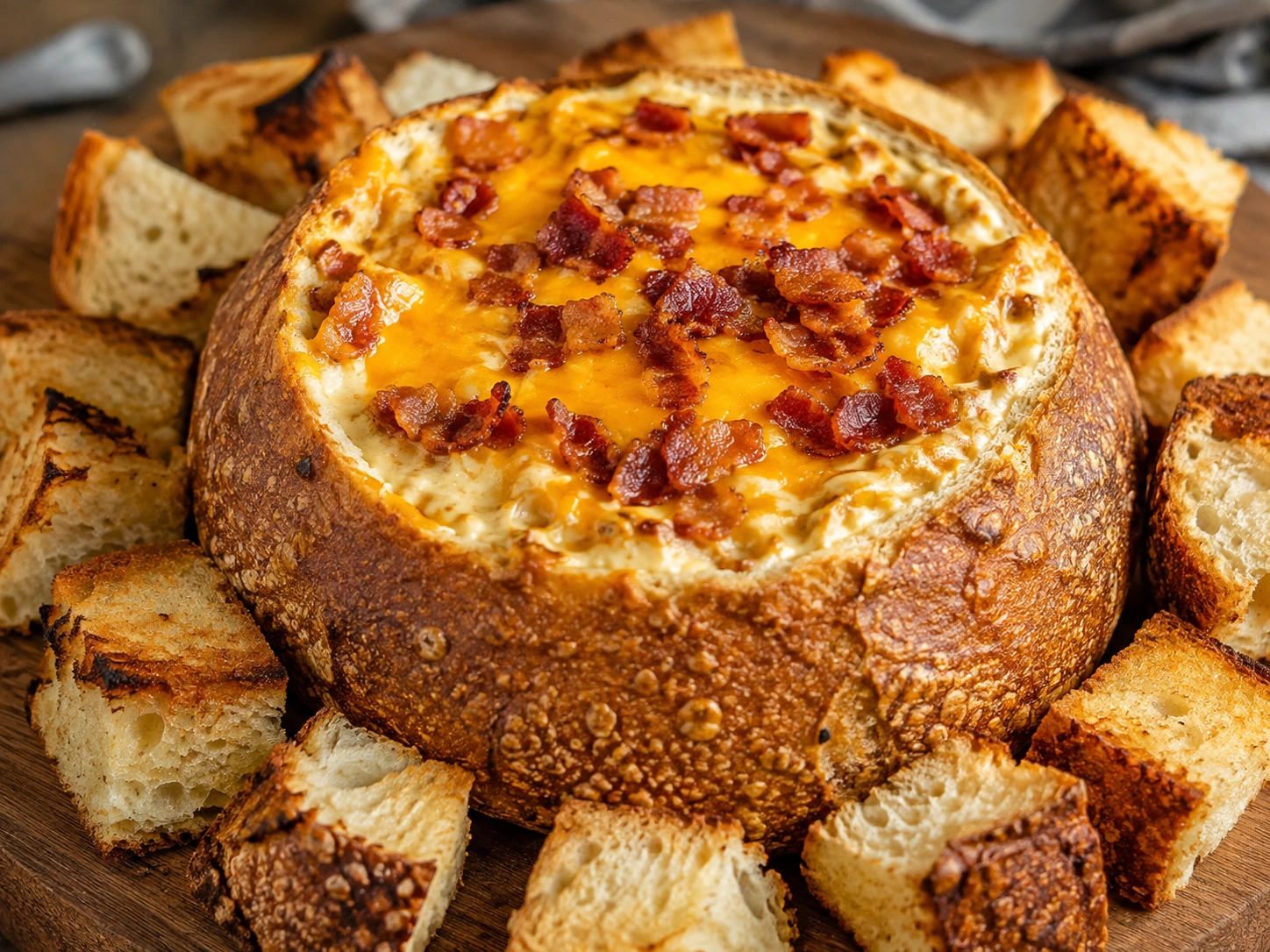 Cheese and bacon cob loaf dip variation
